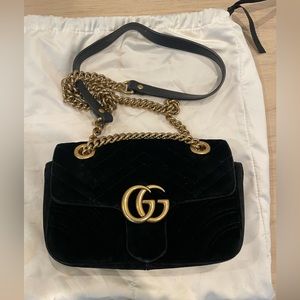 Gucci Velvet Mini Marmont Metalesse Shoulder Bag